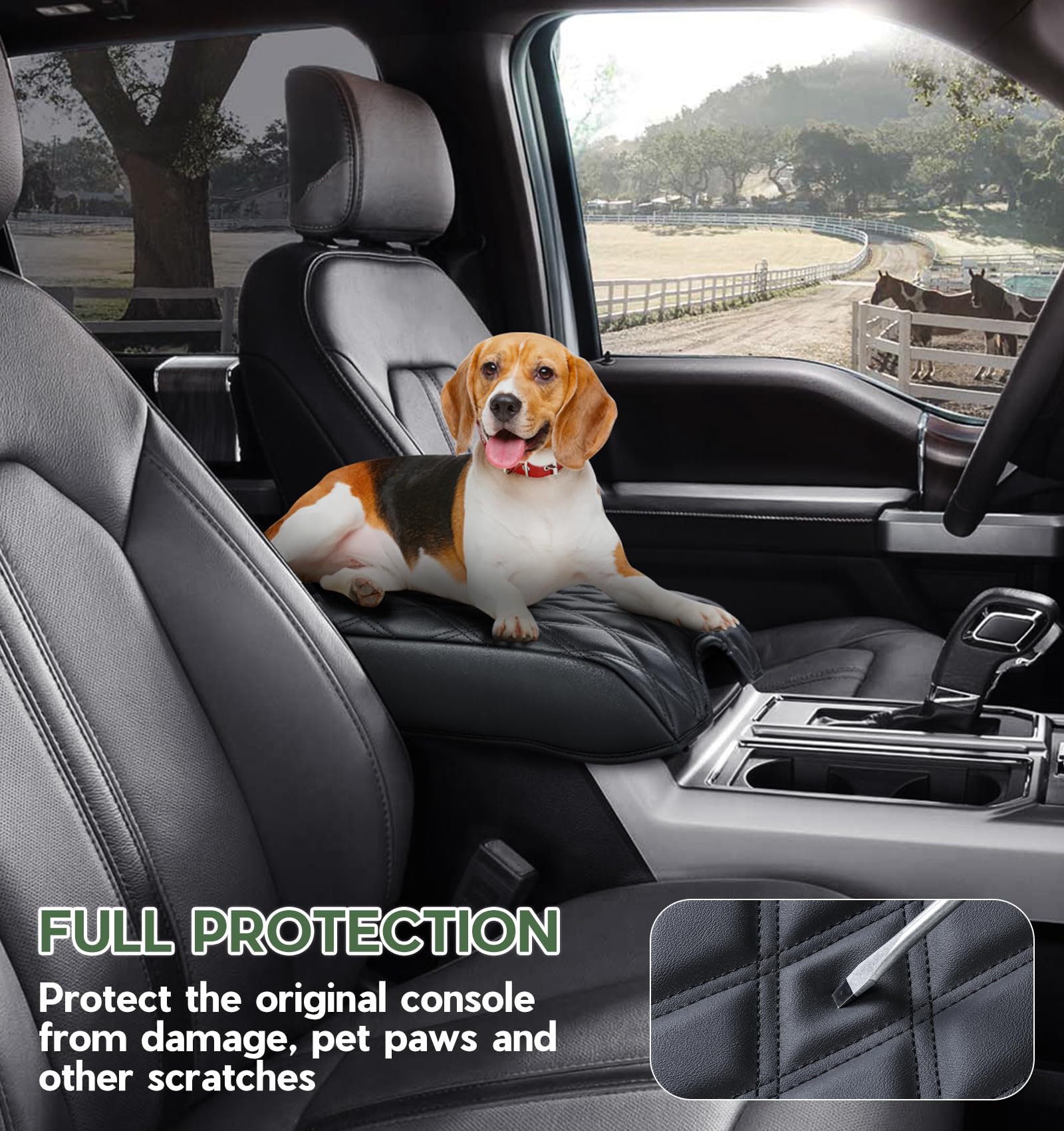 Sinvanho center console cover padded armrest adds driving comfort