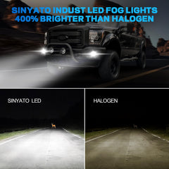 SINYATO INDUST LED fog light IP67 waterproof design withstands rain and dust.