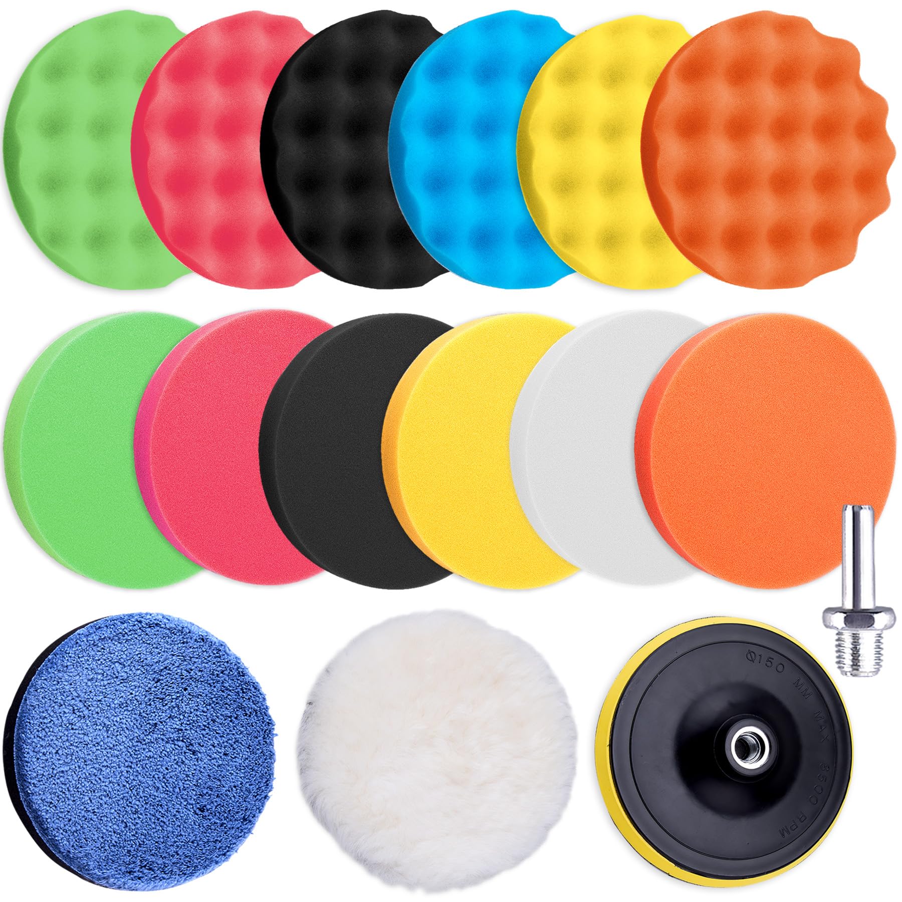 SIQUK 16-piece pad kit with drill-ready buffs for smooth car polishing