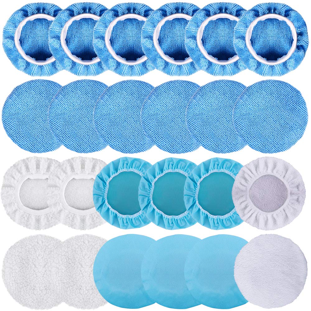 SIQUK 24-pack car polisher bonnets for 5-6 inch buffers, complete detailing kit