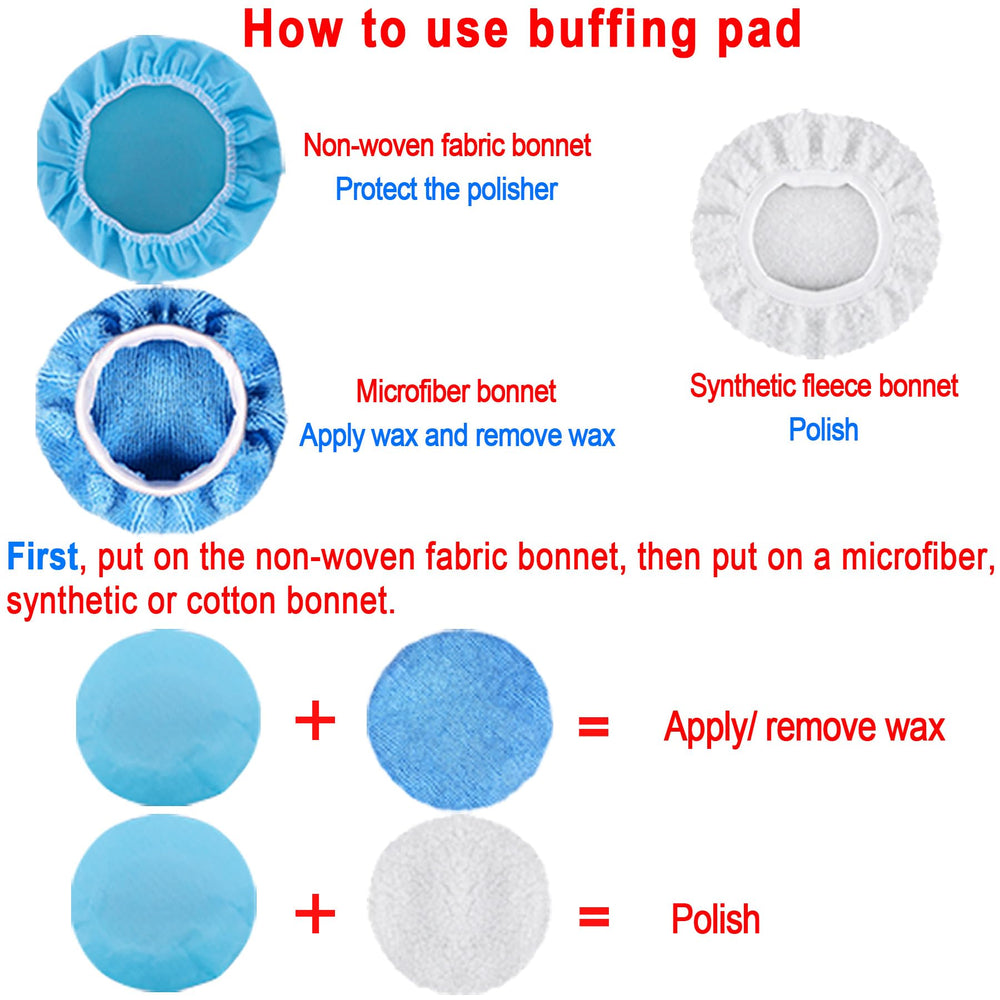 SIQUK blue microfiber polishing bonnet for efficient dust pickup.