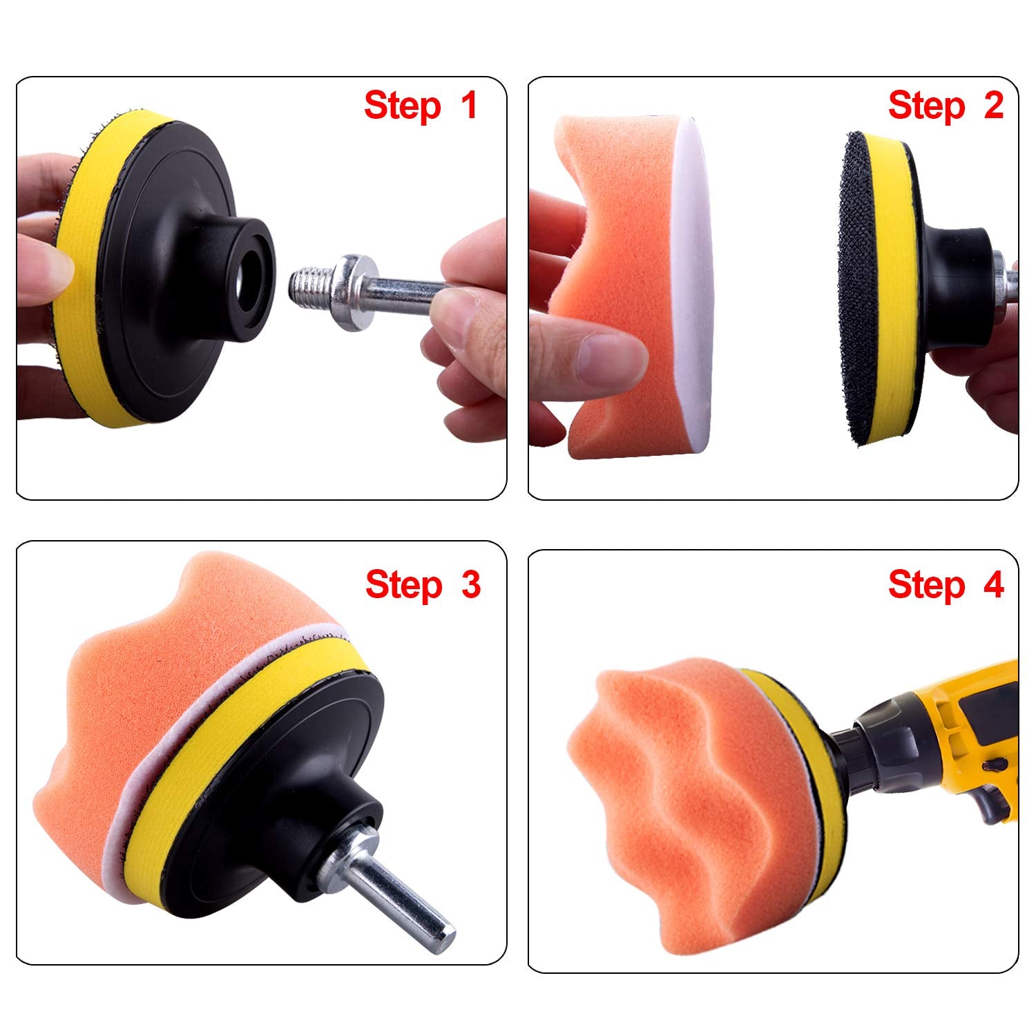 SIQUK color coded sponges indicate softness levels for polishing steps