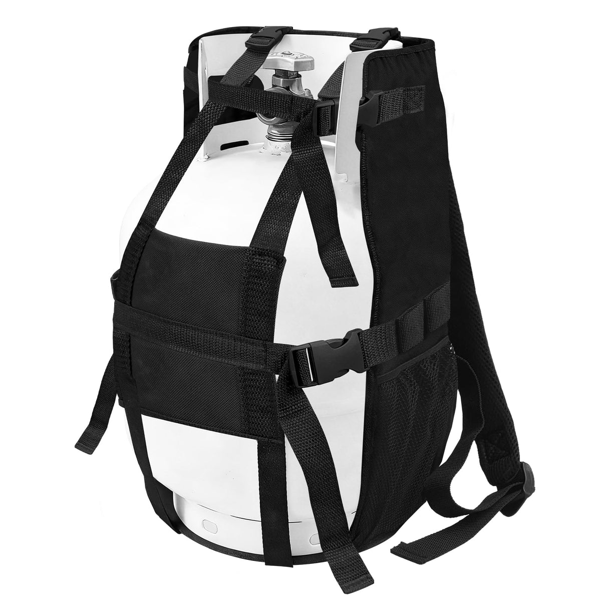 SIRUITON Propane Backpack front view shows heavy-duty 600D fabric for rugged outdoor use.