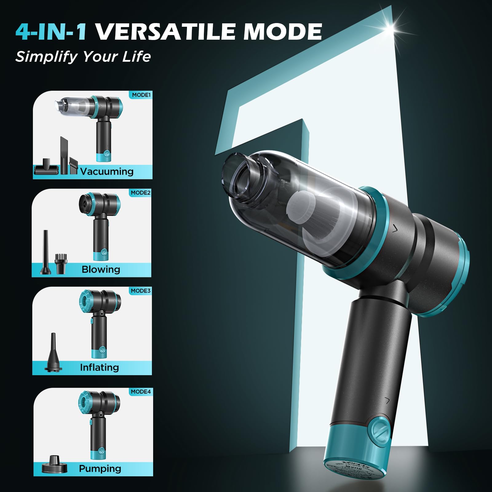 Rechargeable 2000mAh battery for extended cordless cleaning