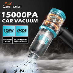 SIX CRAFTSMEN 4-in-1 tool for vacuuming, blowing, inflating on the go