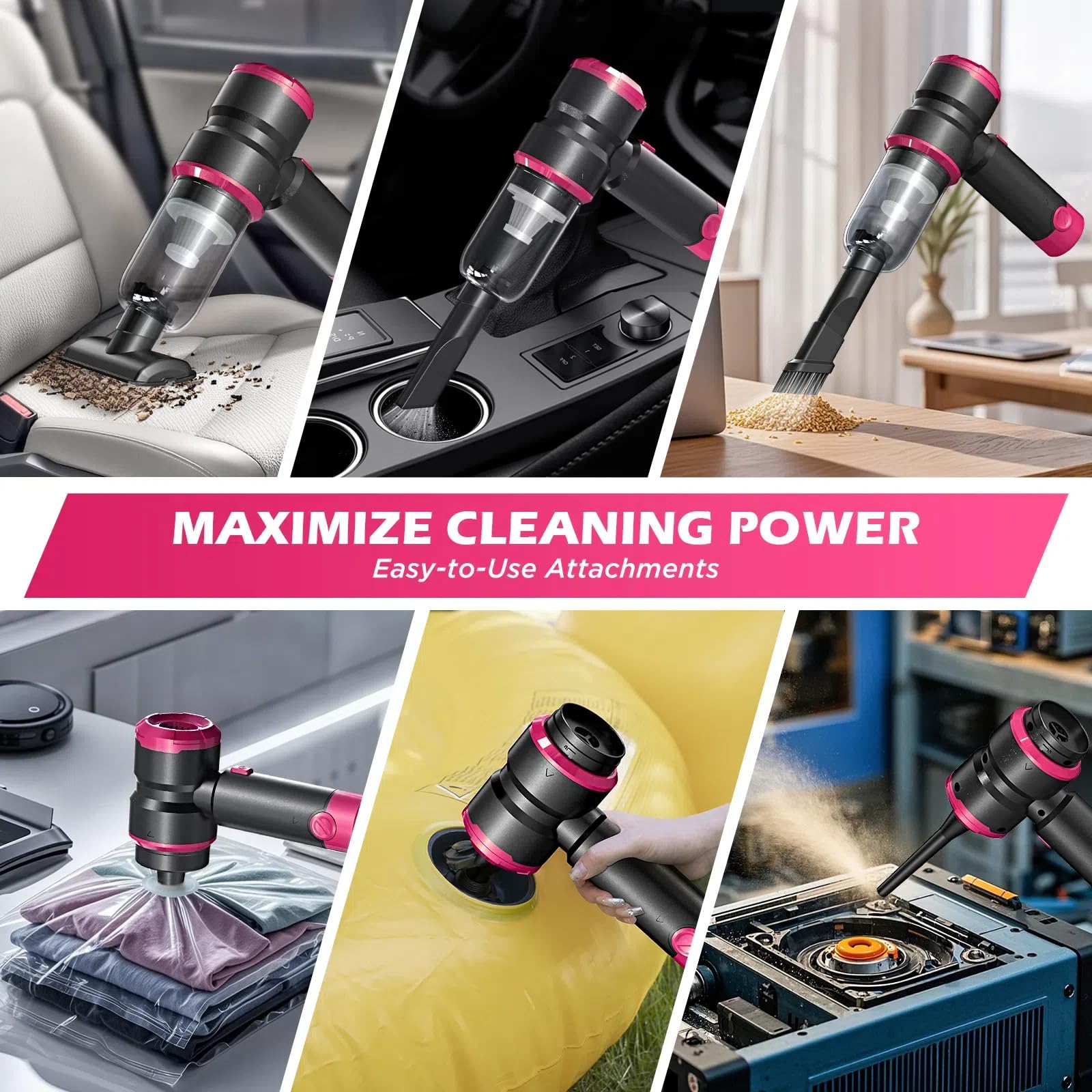 SIX CRAFTSMEN handheld car vacuum features Type-C charging and quick recharge