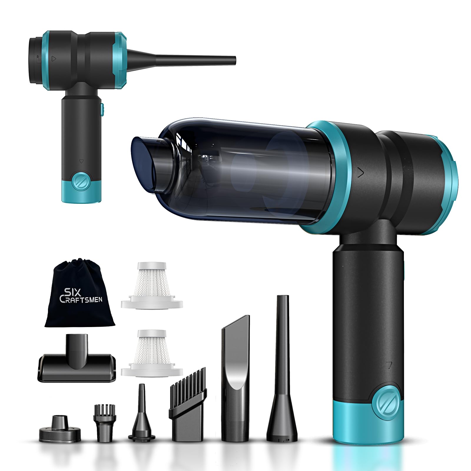 SIX CRAFTSMEN handheld vacuum with powerful suction for car interiors