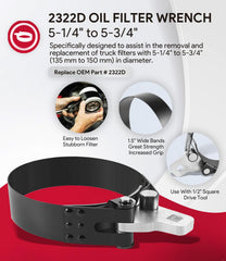 Sixcow 2322D band-style grip helps loosen stubborn filters with confidence.