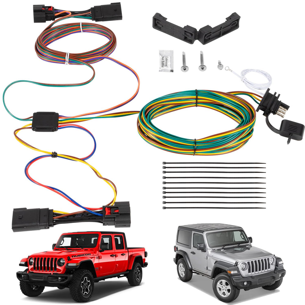 Sixcow BX88368 EZ Light Wiring Kit front view ready for trailer signaling with Jeep JL/Gladiator