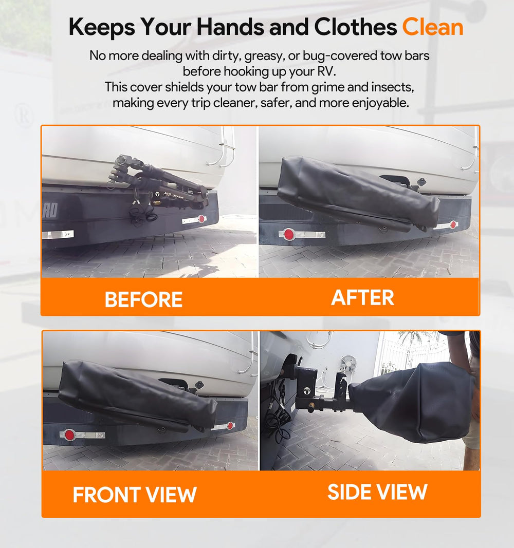 Sixcow BX8875 tow bar cover vents minimize moisture buildup and prevent rust.