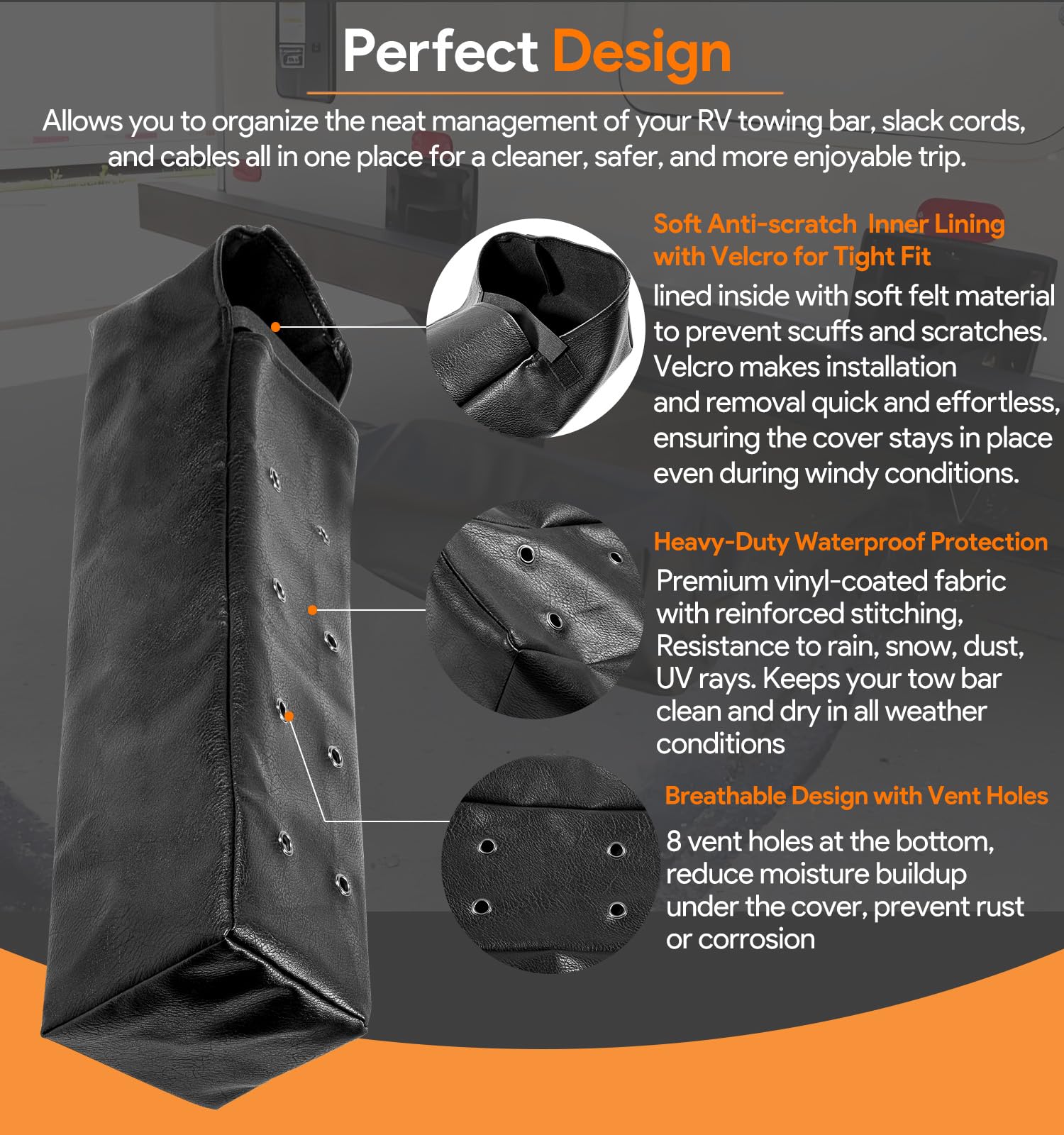 Sixcow BX8875 tow bar cover with soft inner lining prevents scratches during handling.