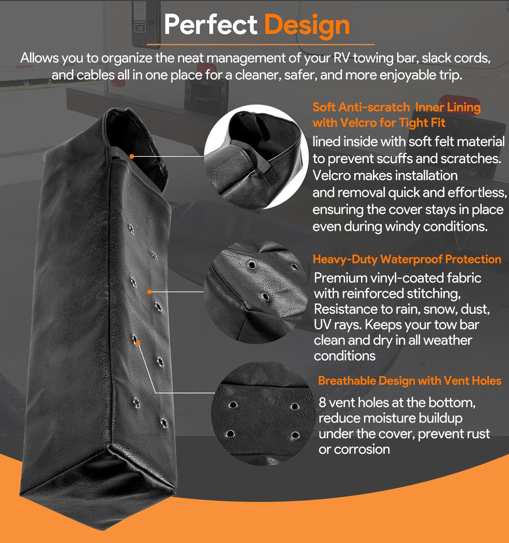 Sixcow BX8875 tow bar cover with soft inner lining prevents scratches during handling.