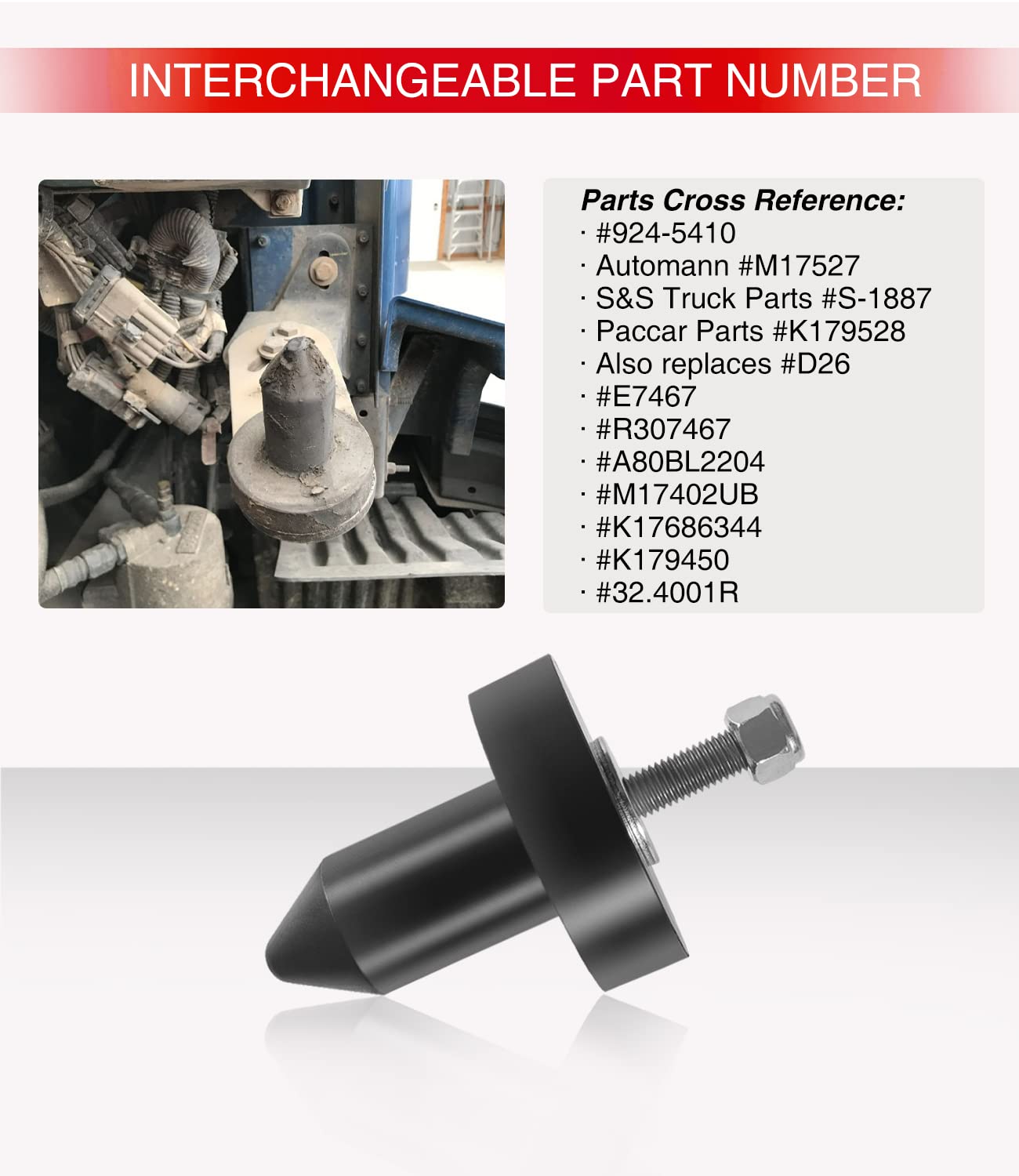 Sixcow hood pin poly durability with polyurethane and stainless body.