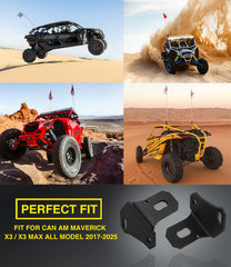Sixcow X3 whip mount right on Can-Am Maverick X3 rear pillar for balanced setup