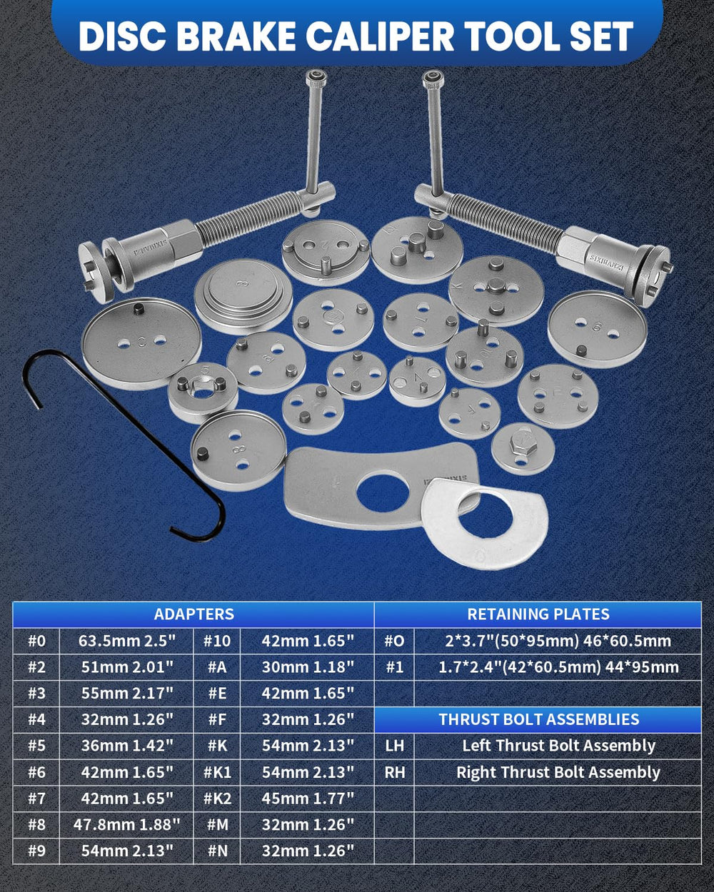 SIXIWANZI brake caliper tool with right-handed thrust bolt for piston rotation