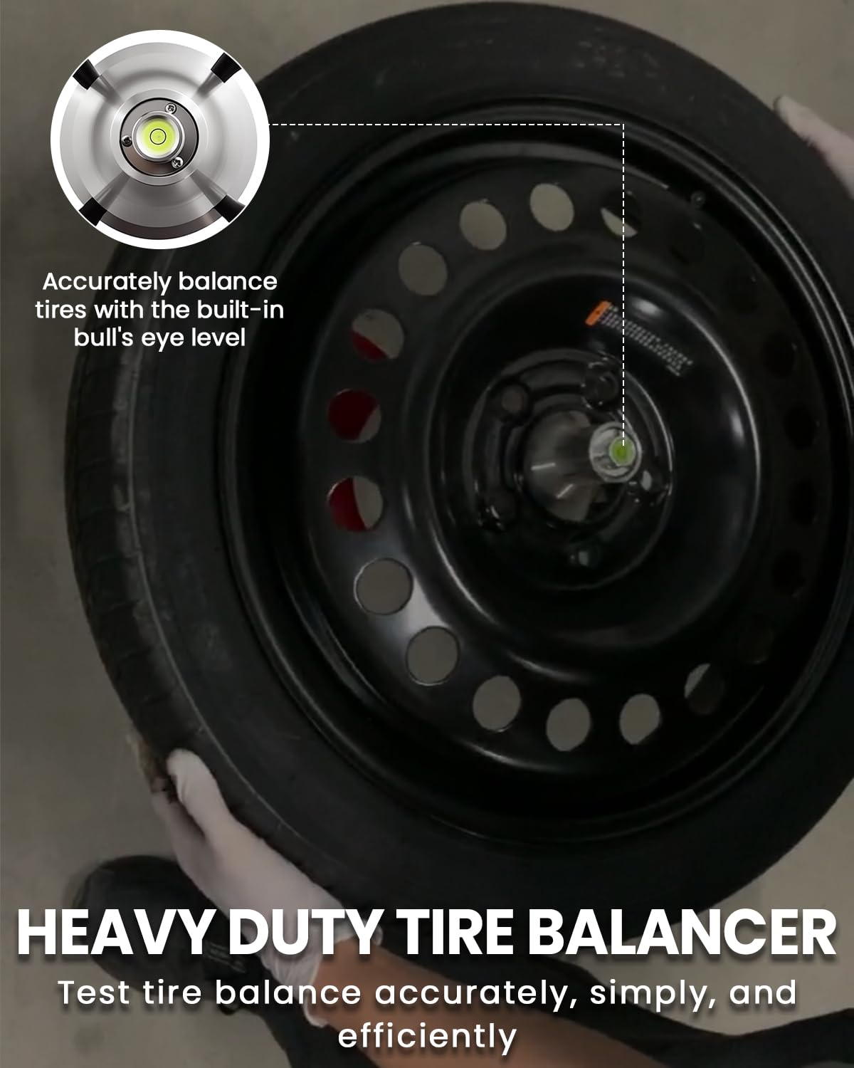 Sixiwanzi bubble level detail highlights simple accuracy for hub sizes from 1.5 to 4 inches.