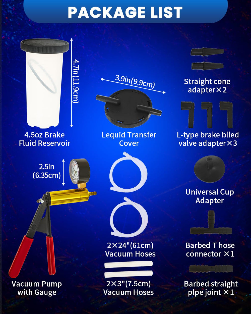 SIXIWANZI clear hoses for clean, mess-free brake fluid work.