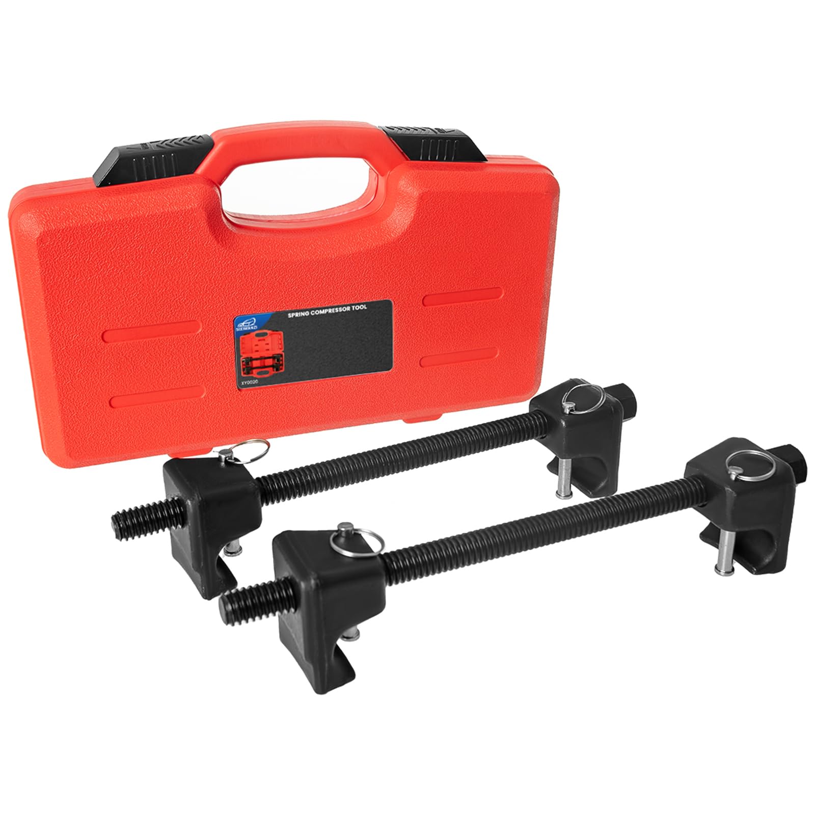 SIXIWANZI MacPherson strut spring compressor tool in use for safe spring compression