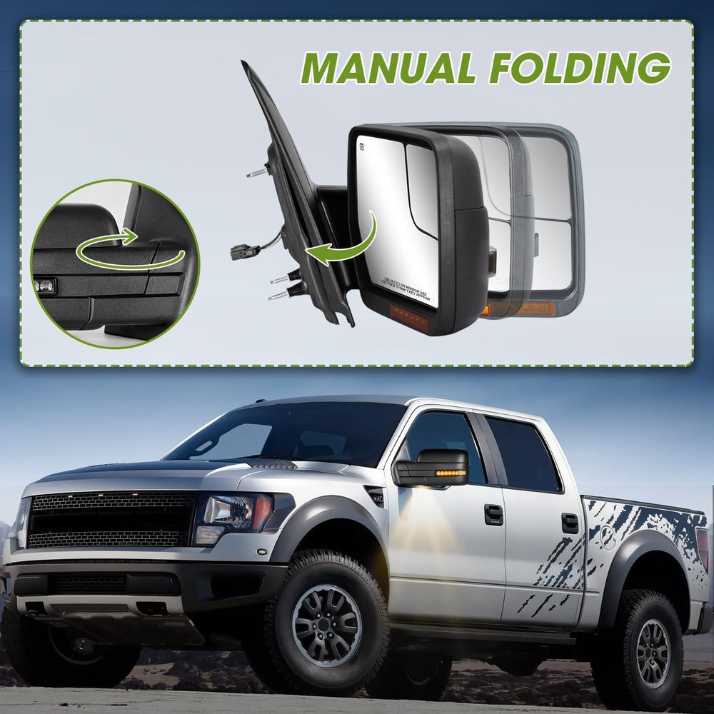 Siziom dual glass flat and convex mirrors widen the F-150 rear view.
