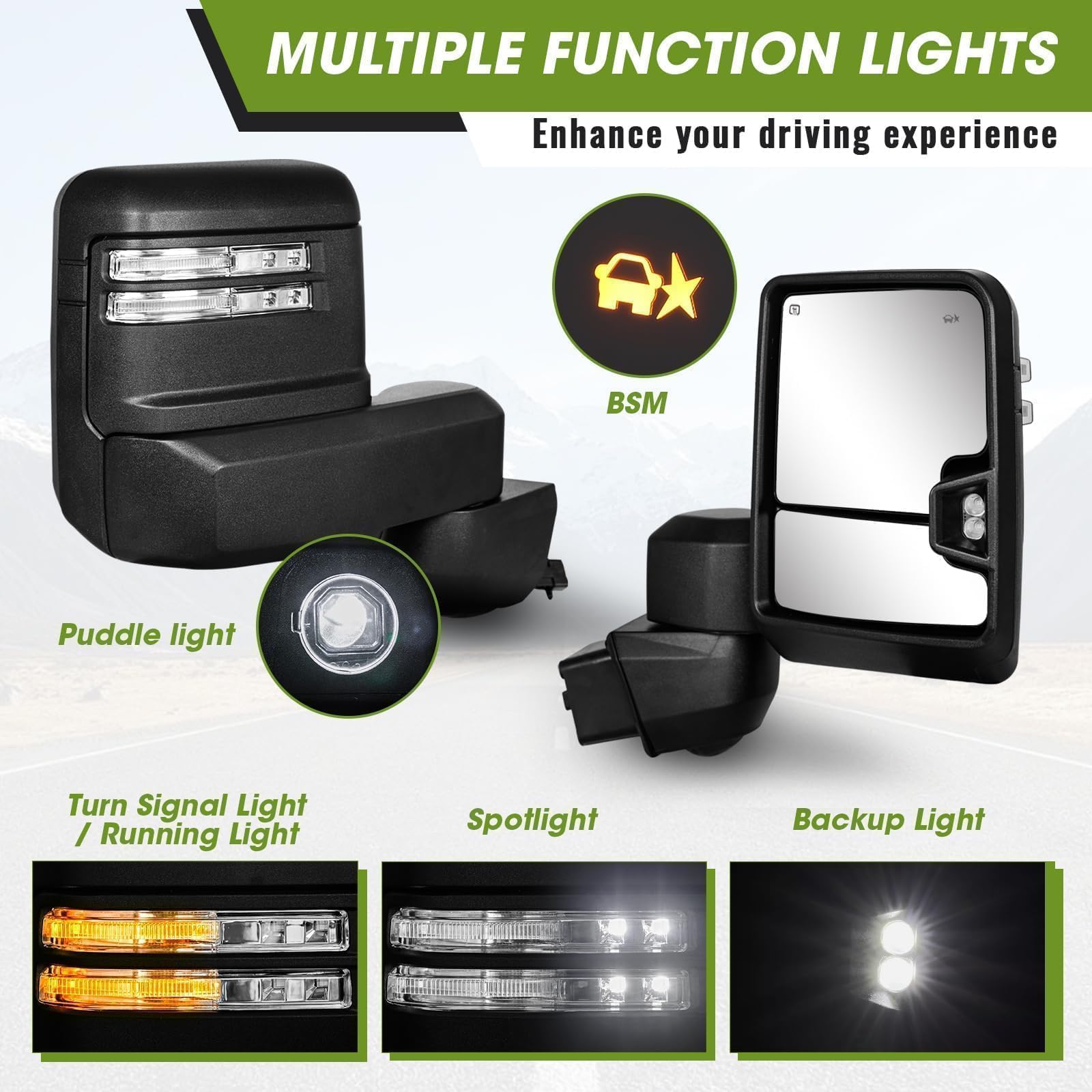 Siziom towing mirror puddle light illumination for dark parking