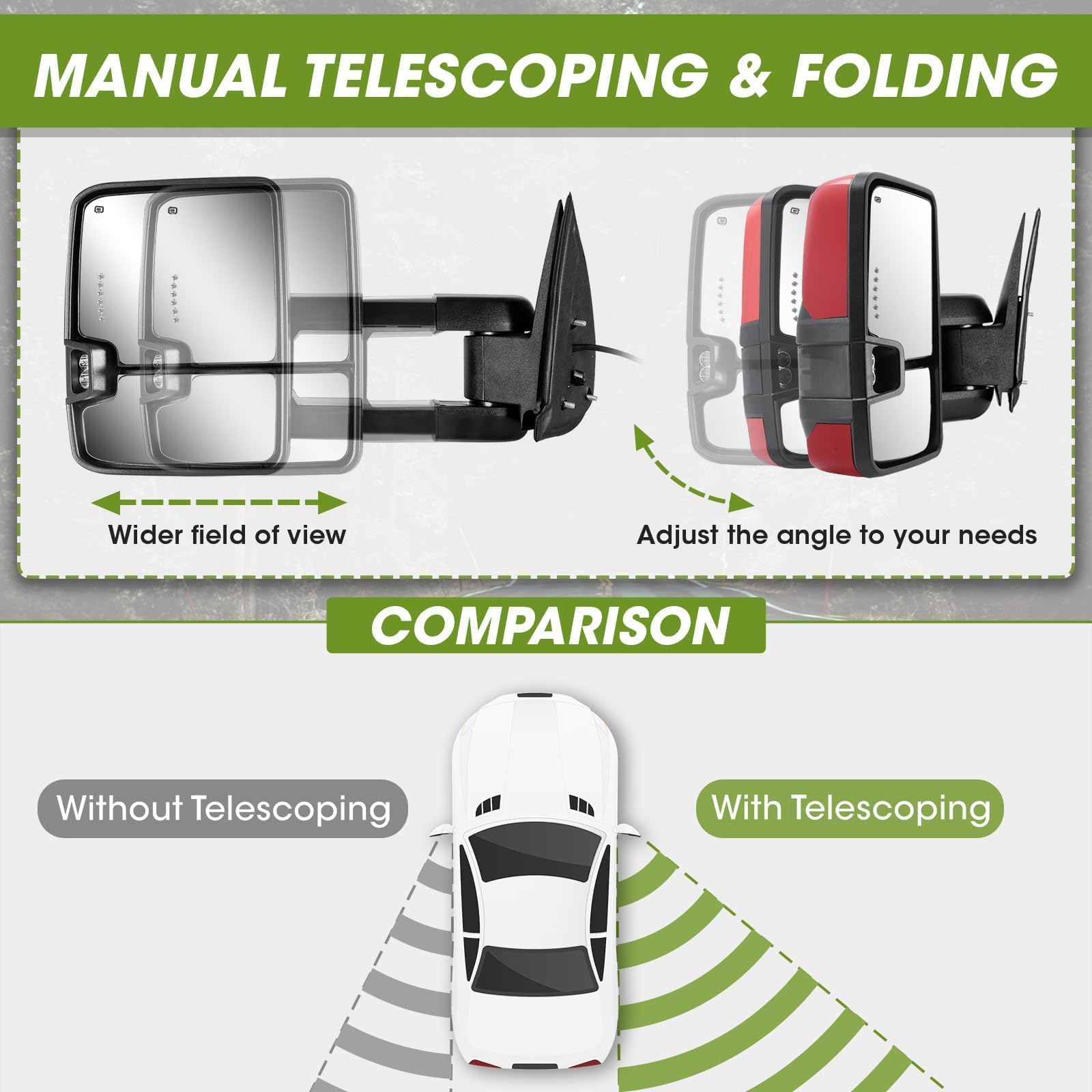 Siziom towing mirror aluminum base triangle construction ensures stability
