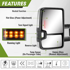 Siziom towing mirrors chrome housing for Silverado 2500HD/3500HD widen side view