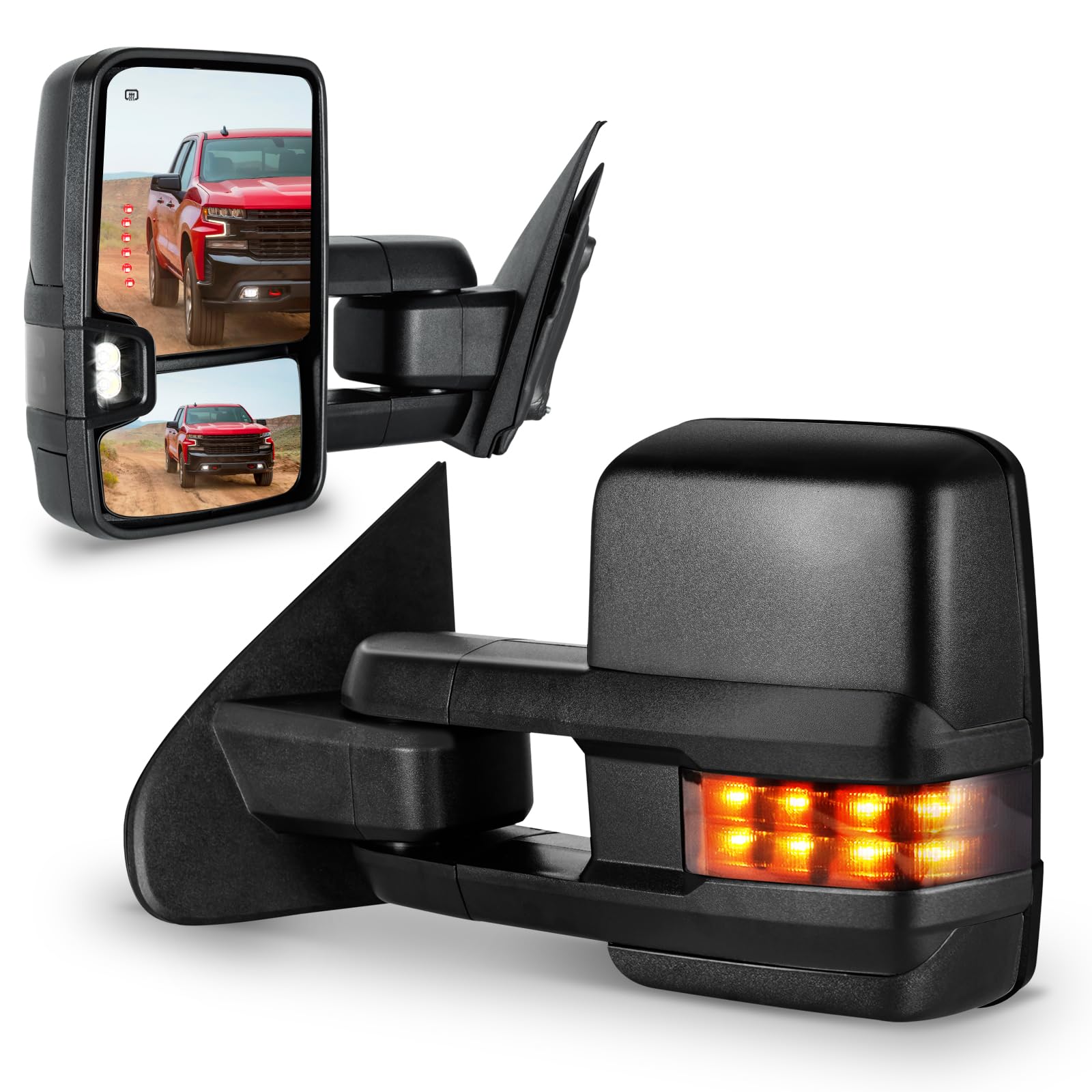 Siziom towing mirrors for Chevy Silverado/Sierra with textured black housing