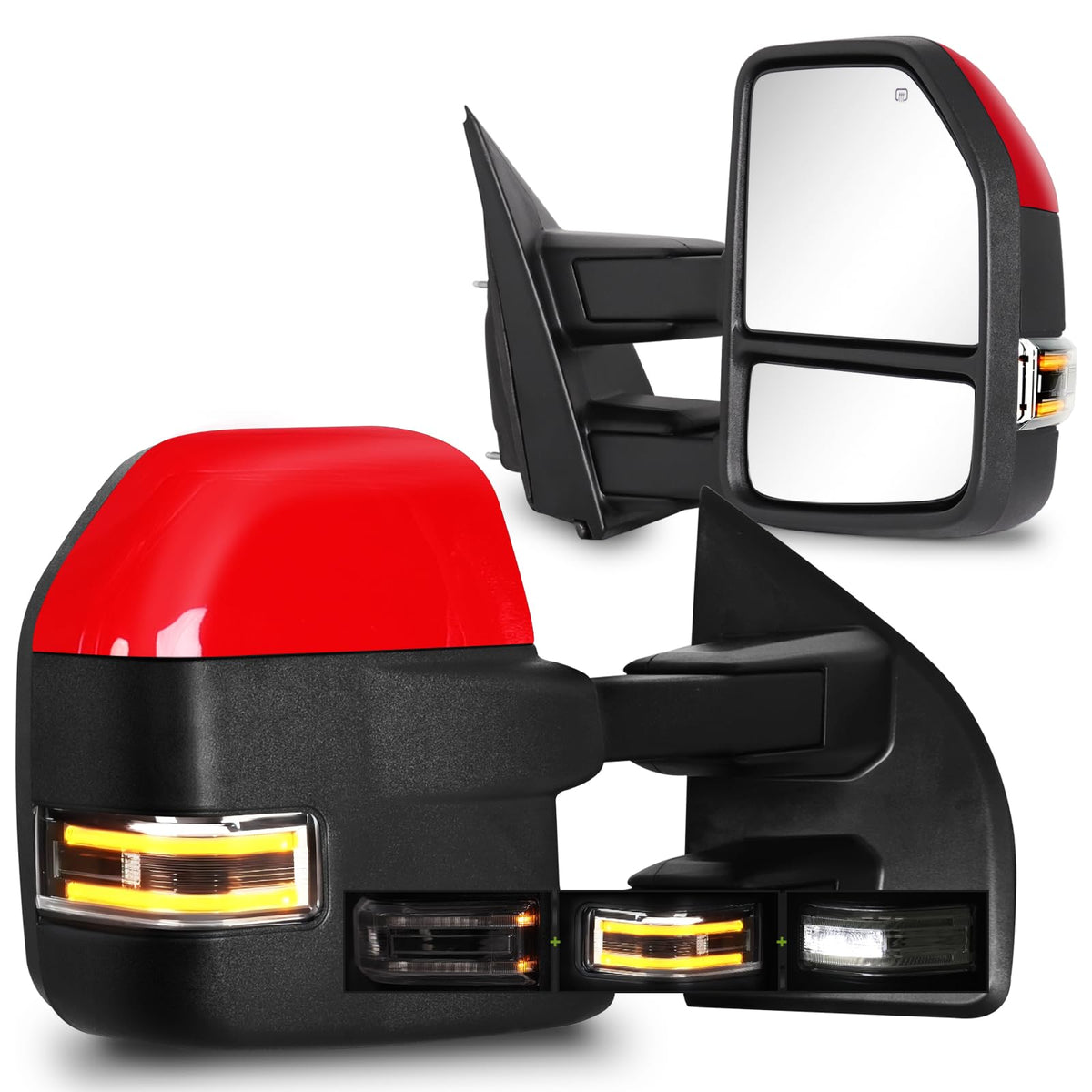 Siziom towing mirror upper side view with heated glass for broader visibility