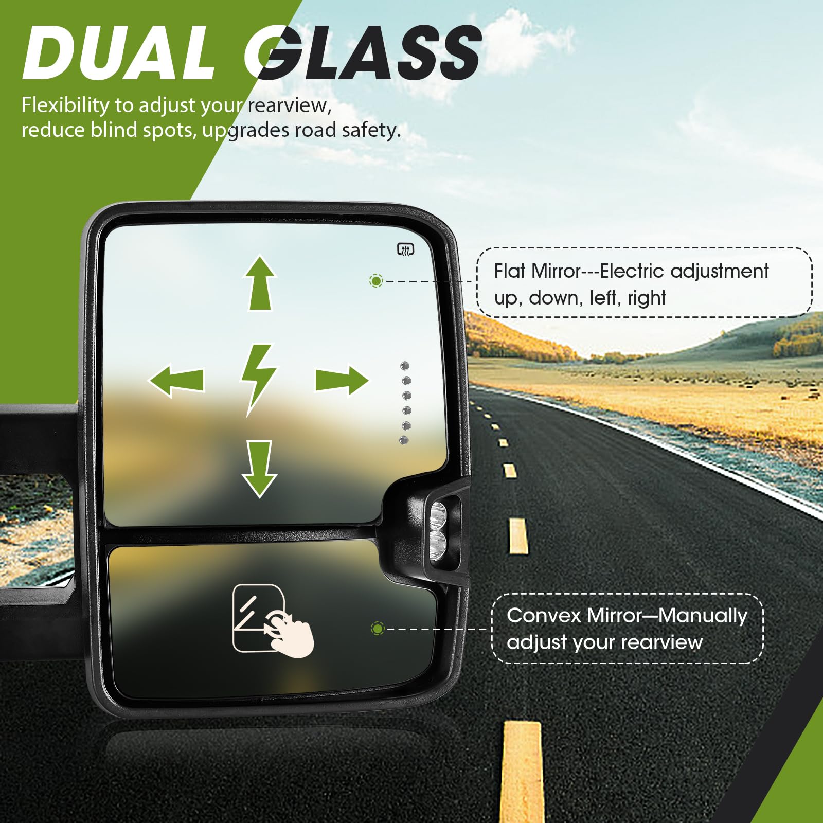 Siziom towing mirrors foldable telescoping design for easy parking