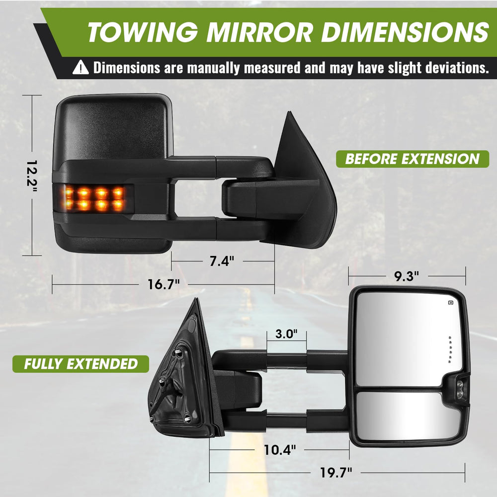 Siziom towing mirrors offer power-adjustable flat glass for precise alignment