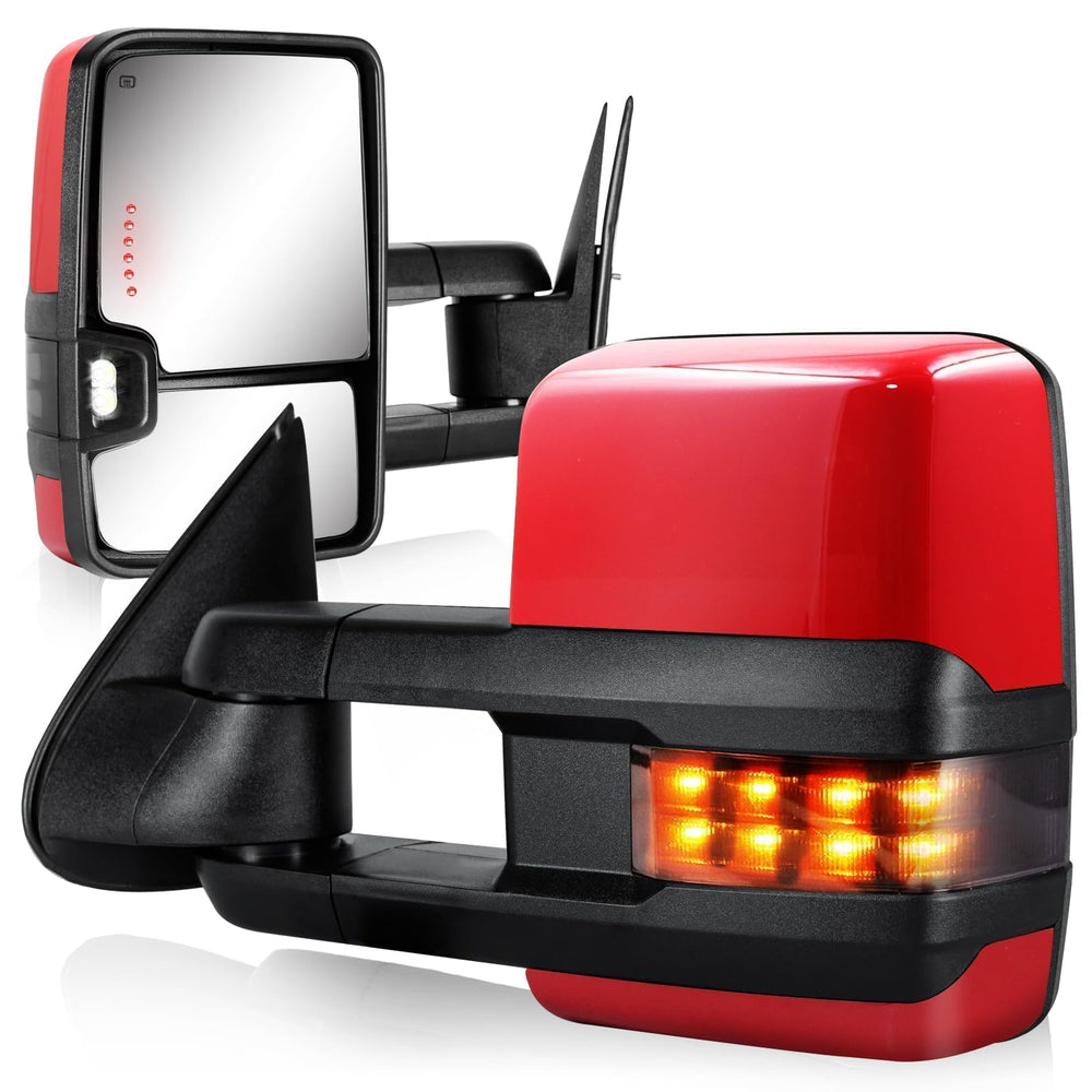 Siziom towing mirror with red arrow turn signal for safer lane changes