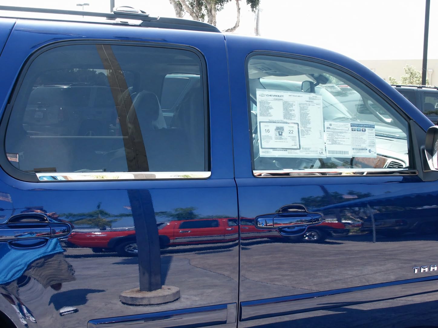 Sizver adhesive-backed sill trim installs without cutting or drilling on Chevy/GMC