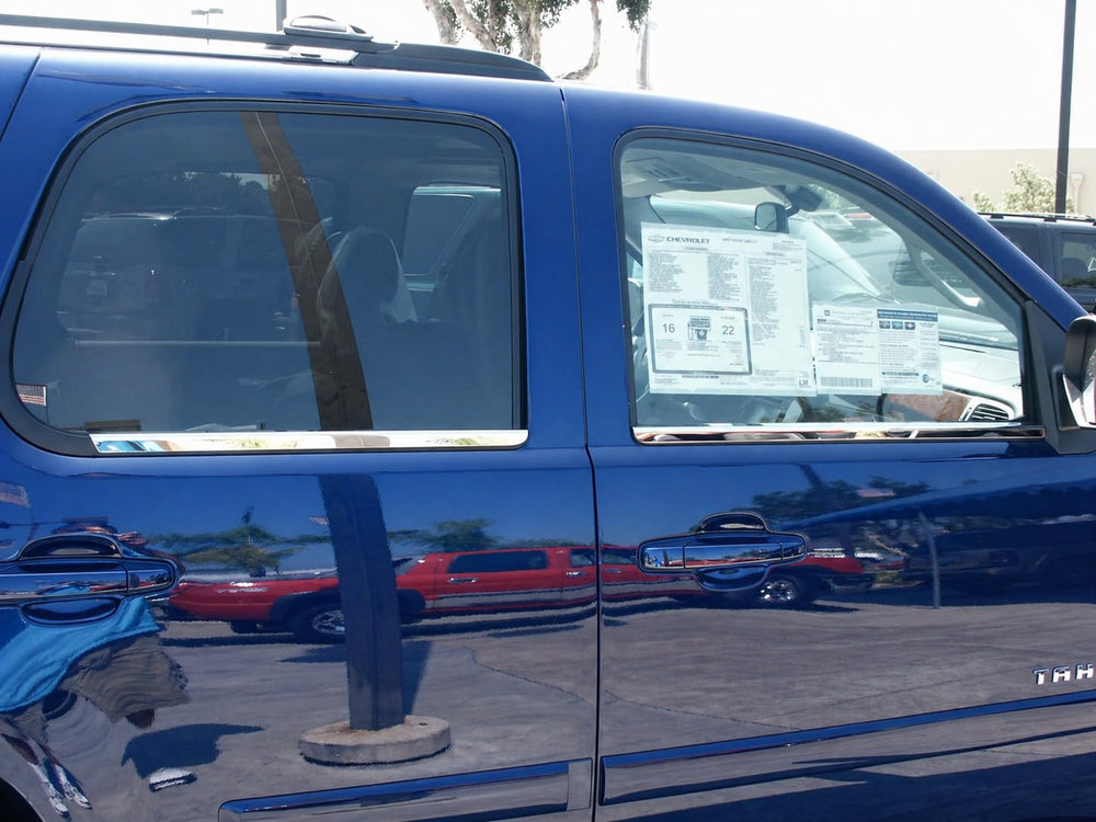 Sizver adhesive-backed sill trim installs without cutting or drilling on Chevy/GMC