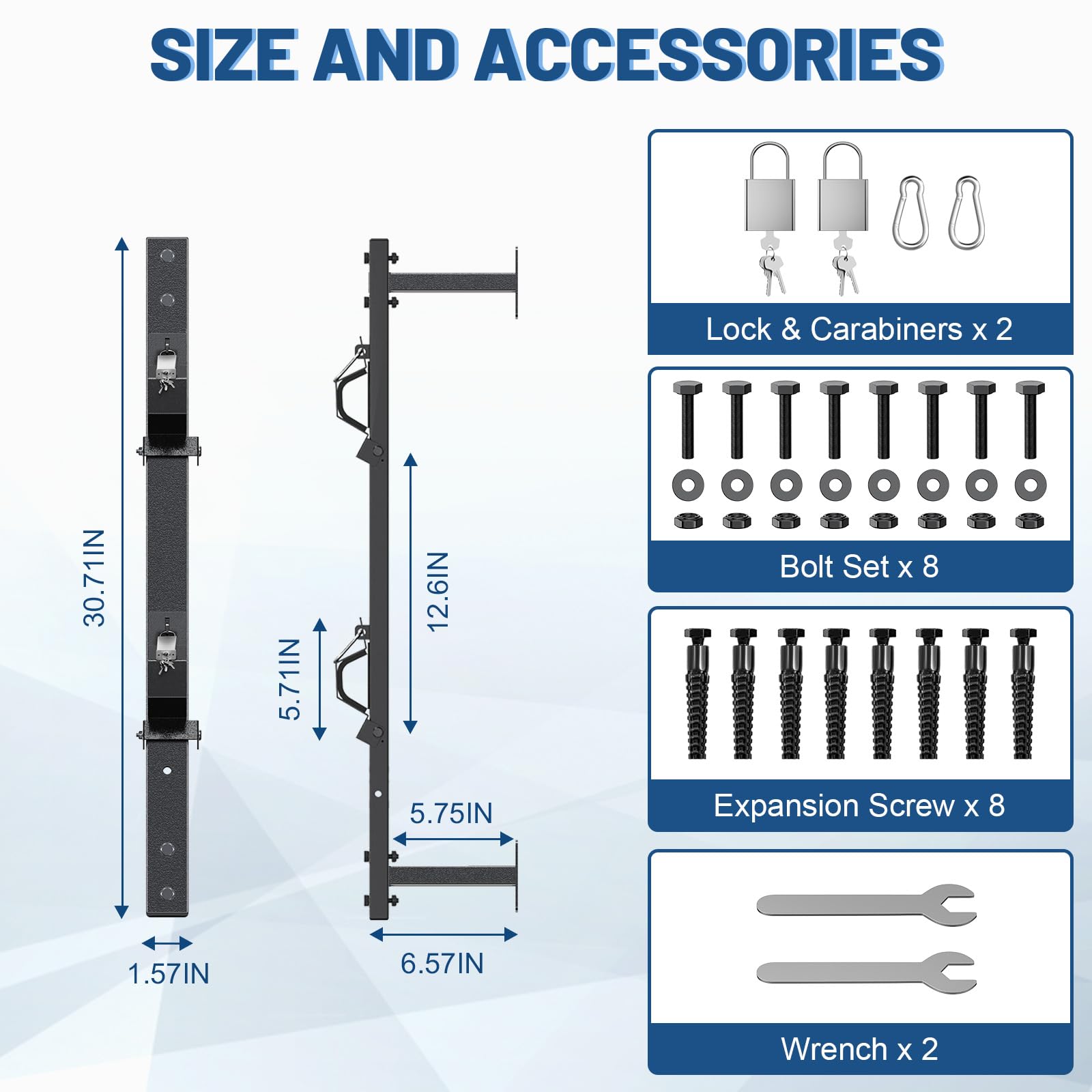 SJPULMO trimmer rack with springs, hasp, and carabiner option for safety