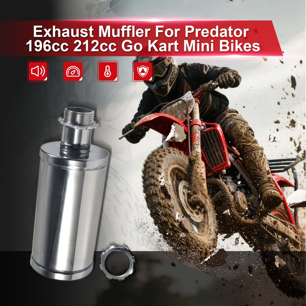 SJVLXHI exhaust muffler compatible with Coleman CT200U-EX/BT200x, side view shows mounting compatibility.