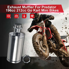 SJVLXHI exhaust muffler compatible with Coleman CT200U-EX/BT200x, side view shows mounting compatibility.