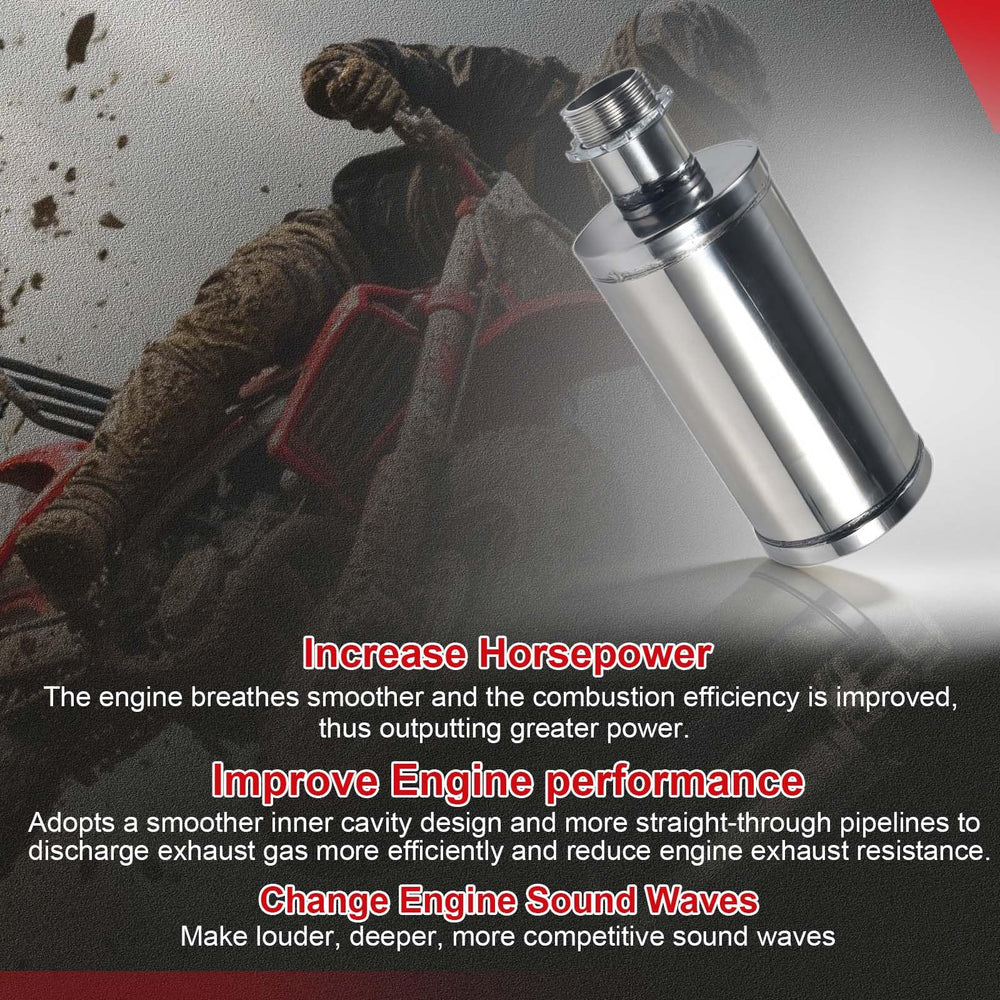 SJVLXHI muffler for Coleman ct100u/cc100x, top-angle shot emphasizes fitment reliability.