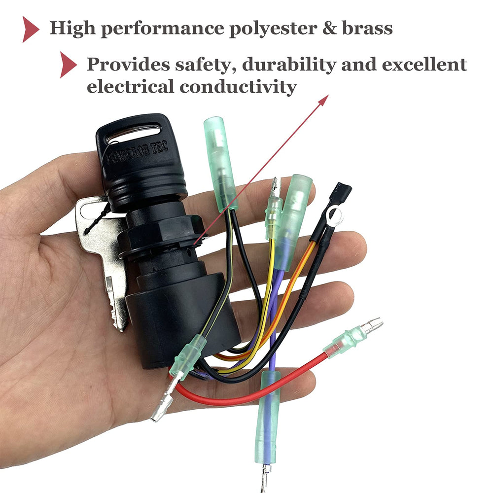 SKARUMMER ignition switch shown beside Mercury control box compatibility for easy replacement.