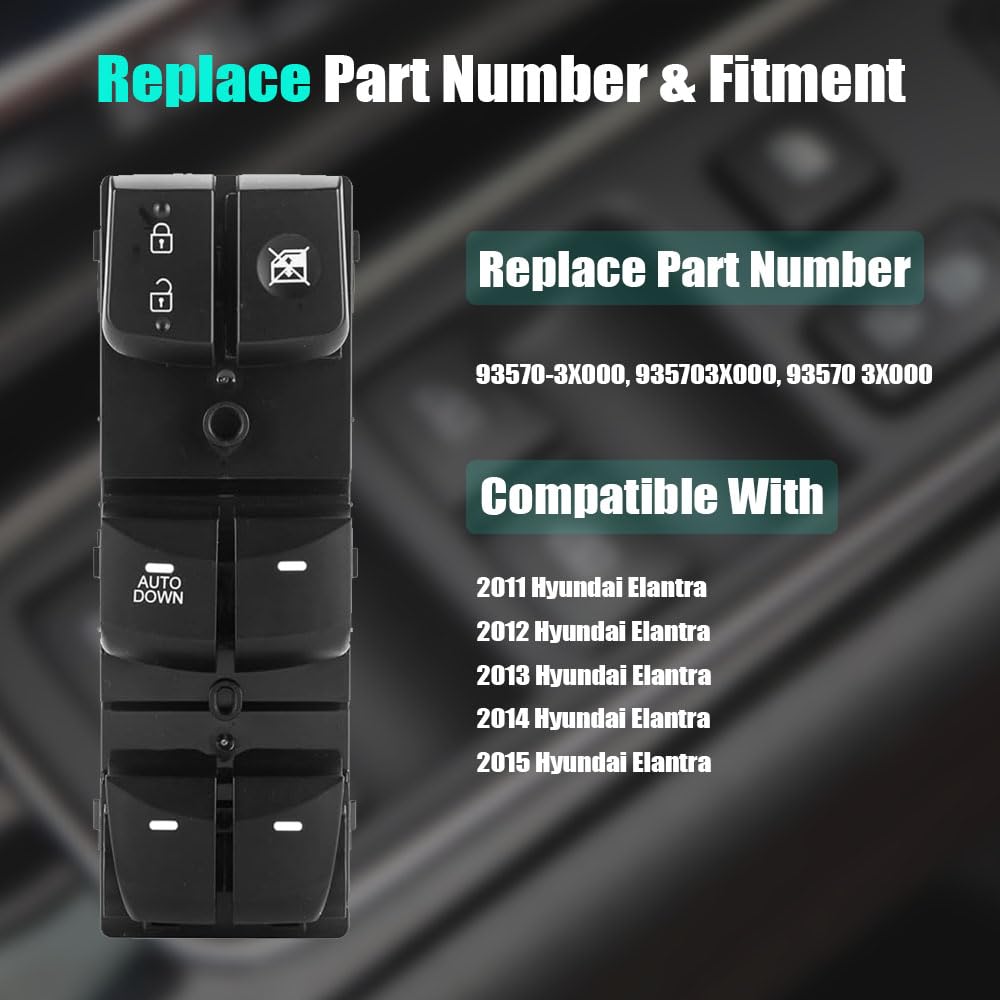 Blue backlit window switch for Elantra in low light
