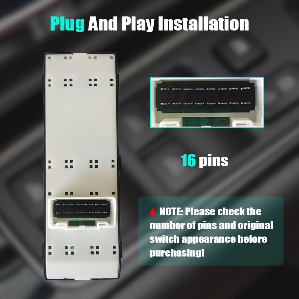Easy-install window switch replacement for Elantra front-left