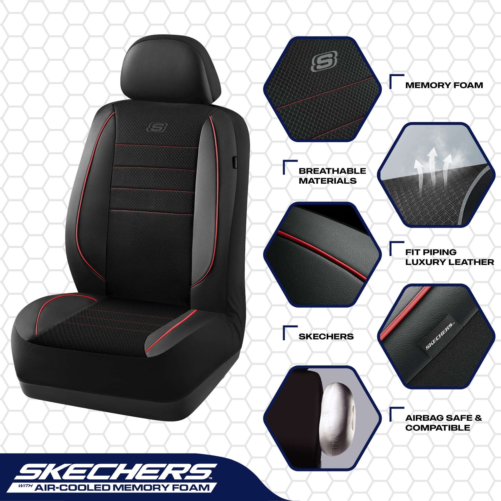Skechers air-cool mesh fabric texture promotes airflow and reduces heat buildup