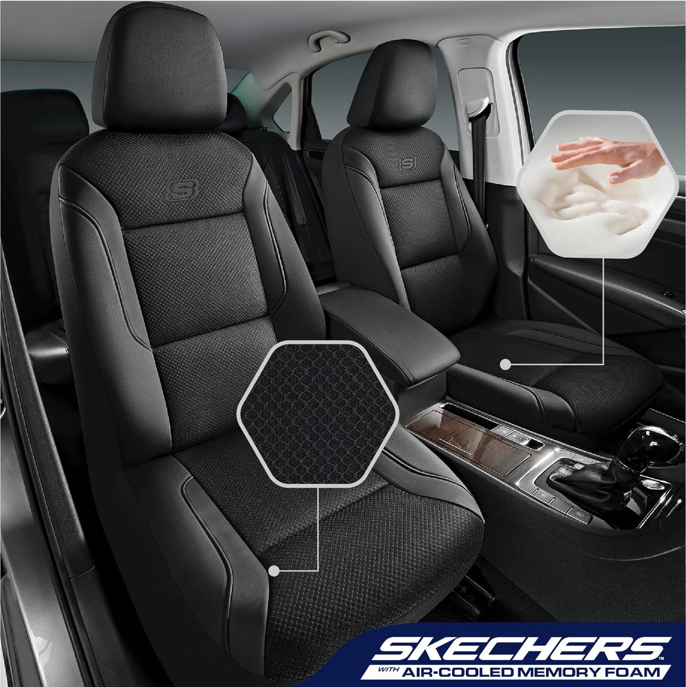 Skechers air cool mesh top, close-up, breathable fabric for hot commutes.