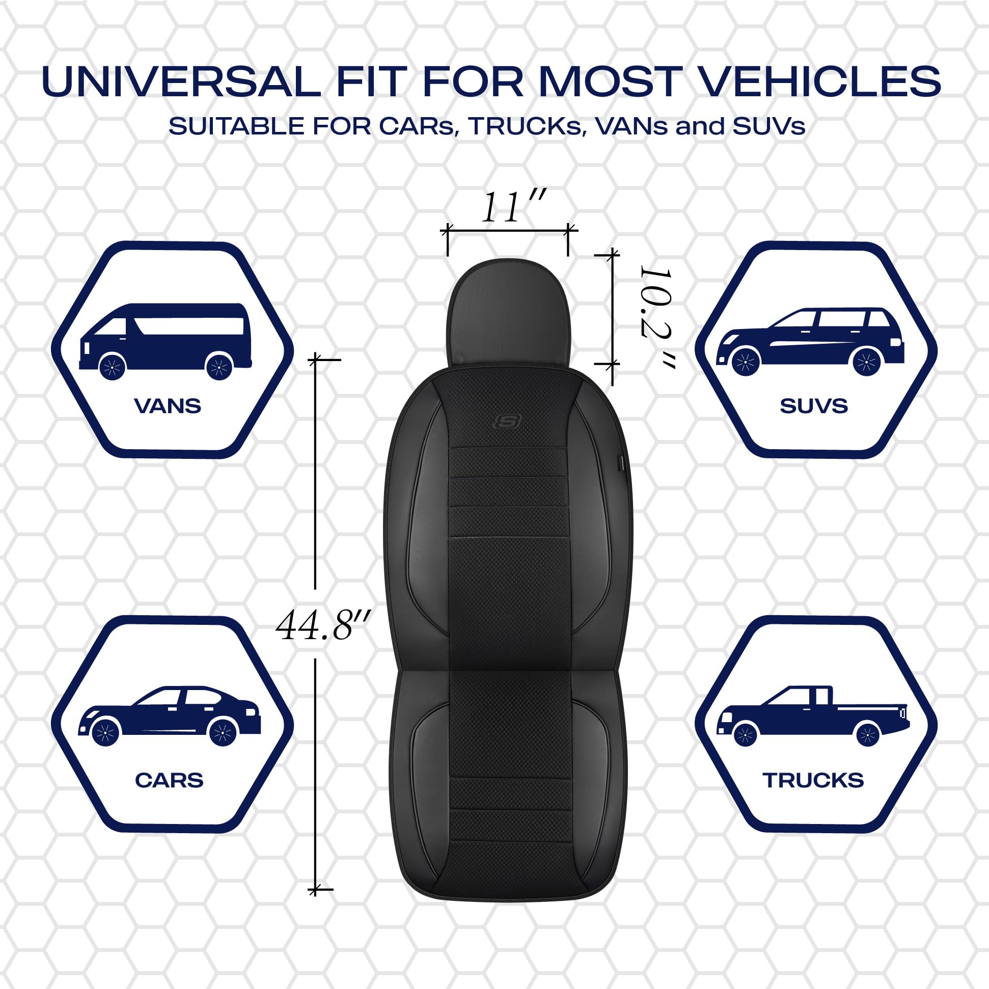 Skechers form-fitting design fits most cars trucks vans and SUVs for easy installation