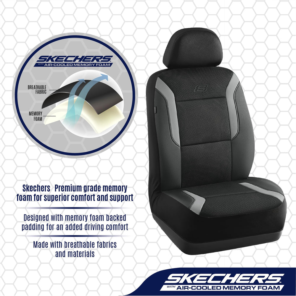 Airbag-compatible seat cover stitching demonstrated for safe deployment.