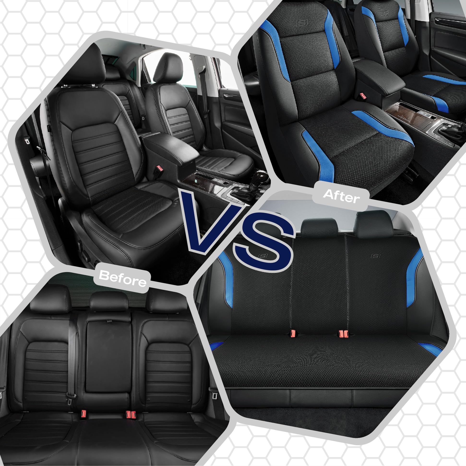 Skechers blue car seat cover adds style while guarding upholstery.