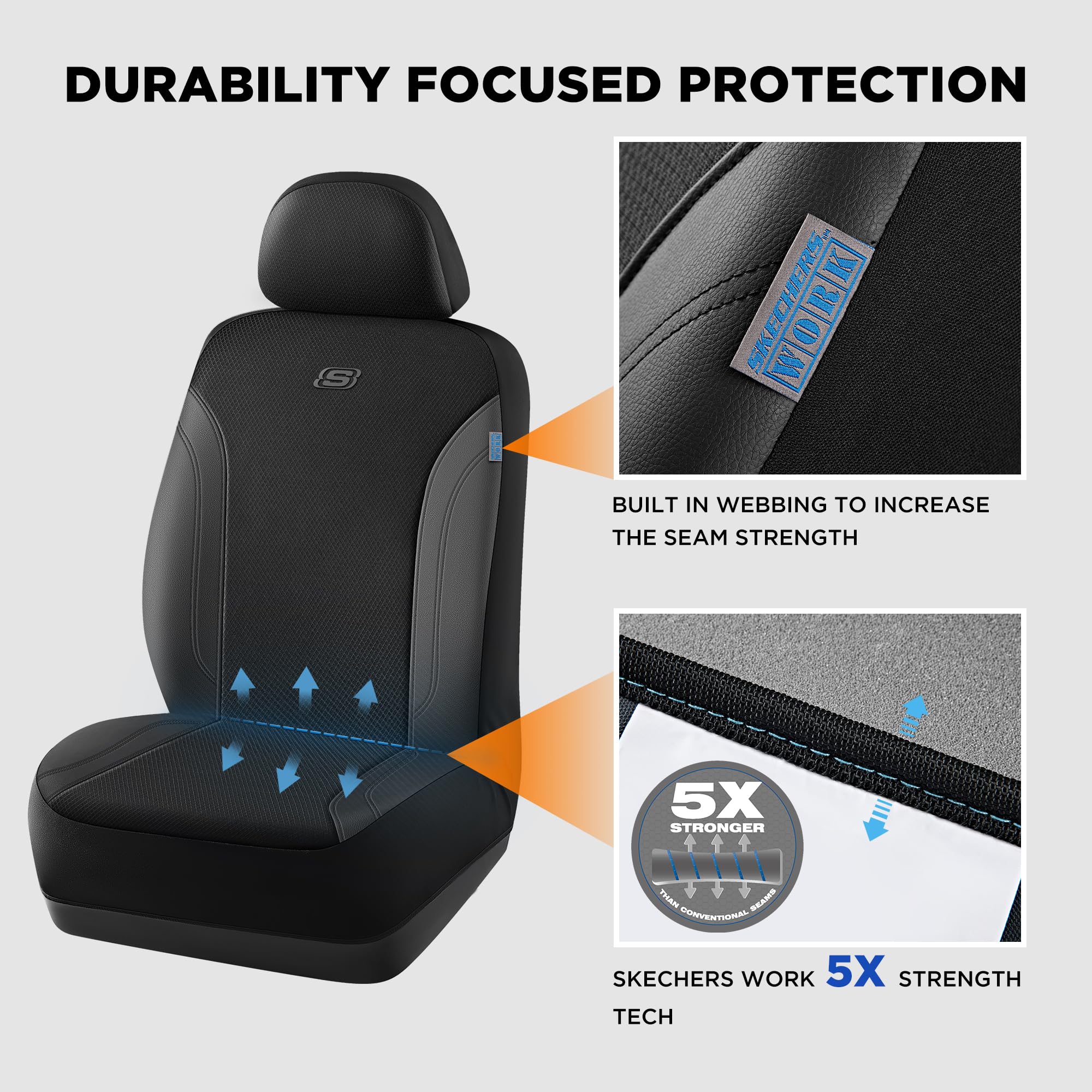 Skechers car interior protection featuring Oxford fabric shields against wear.