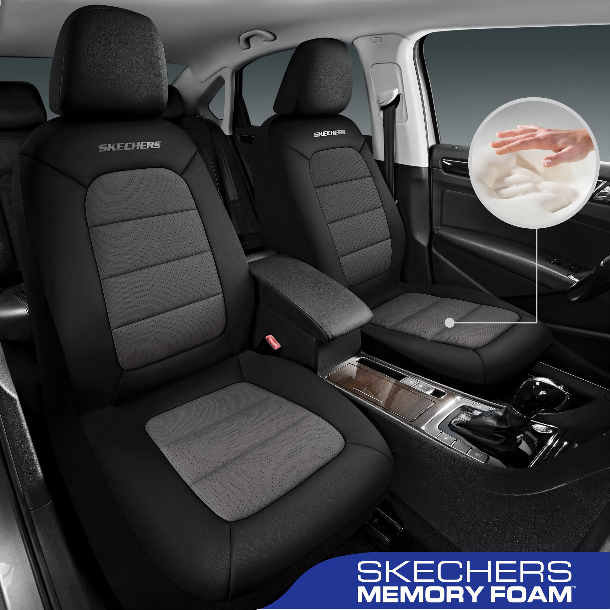Skechers cool touch fabric seat cover highlighting breathable airflow