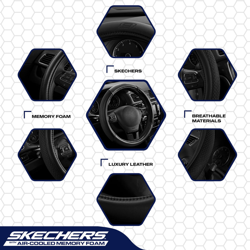 Skechers leather air-cool mesh detail for premium feel and airflow