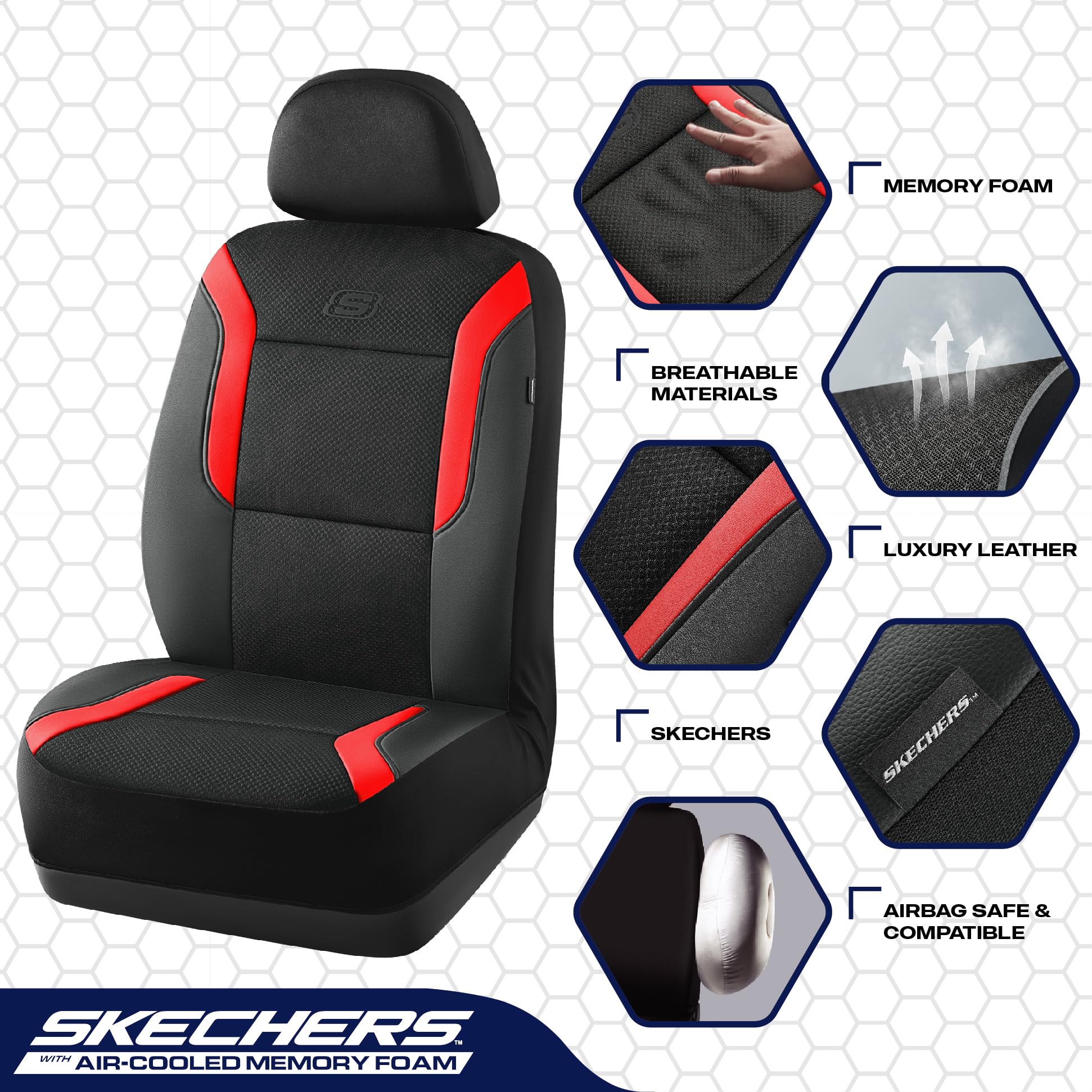 Skechers leather and air-cool mesh fabric delivers a smooth, breathable surface.