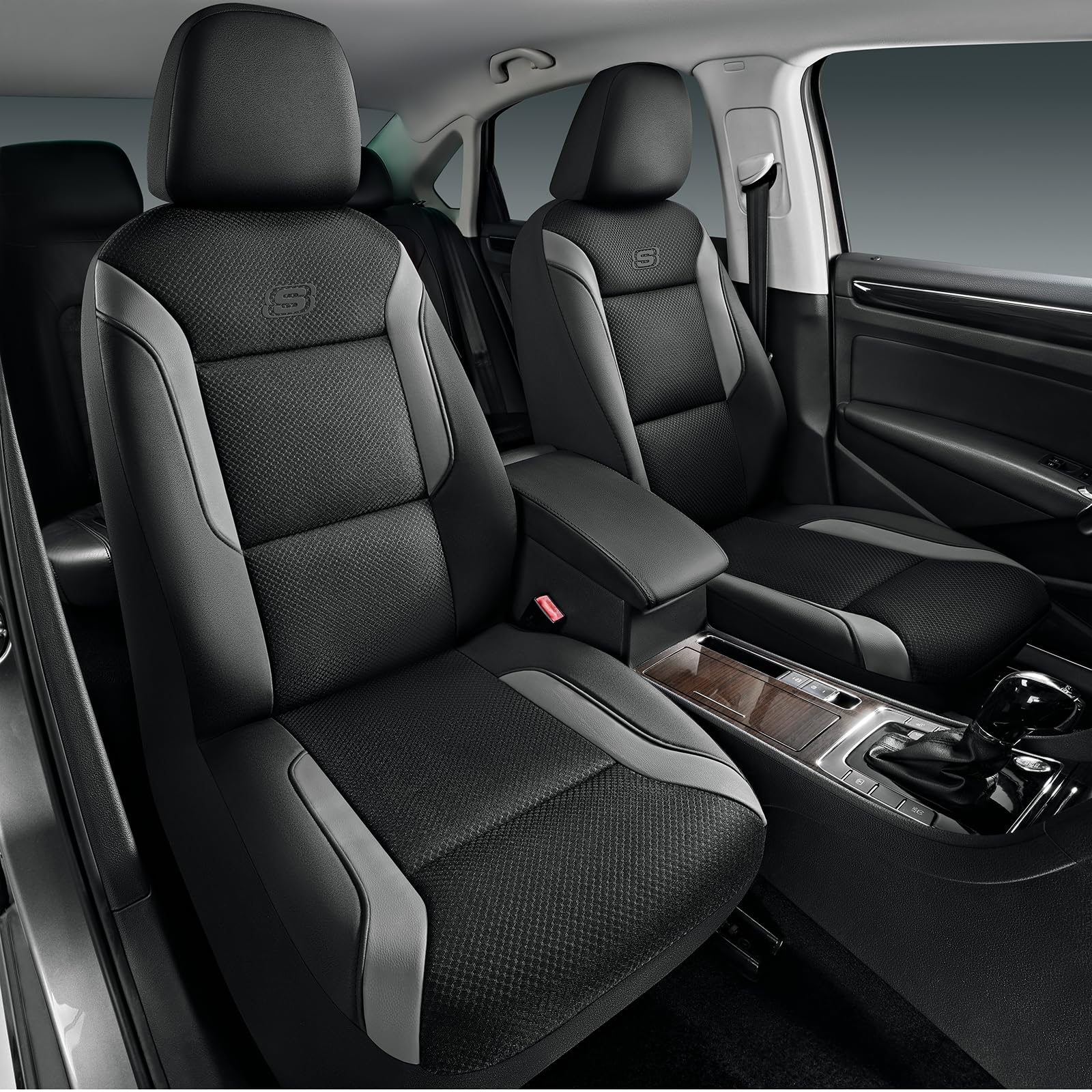Skechers memory foam car seat cover front view with cushioned support.